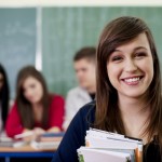 Happy student in the classroom